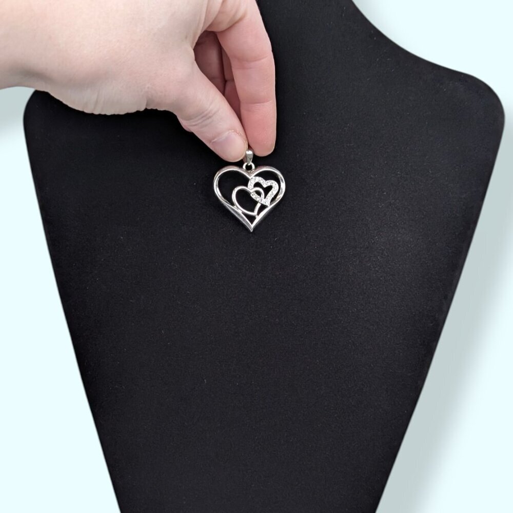 Heart Cut Out Rhinestone Pendant - Picture 2 of 4